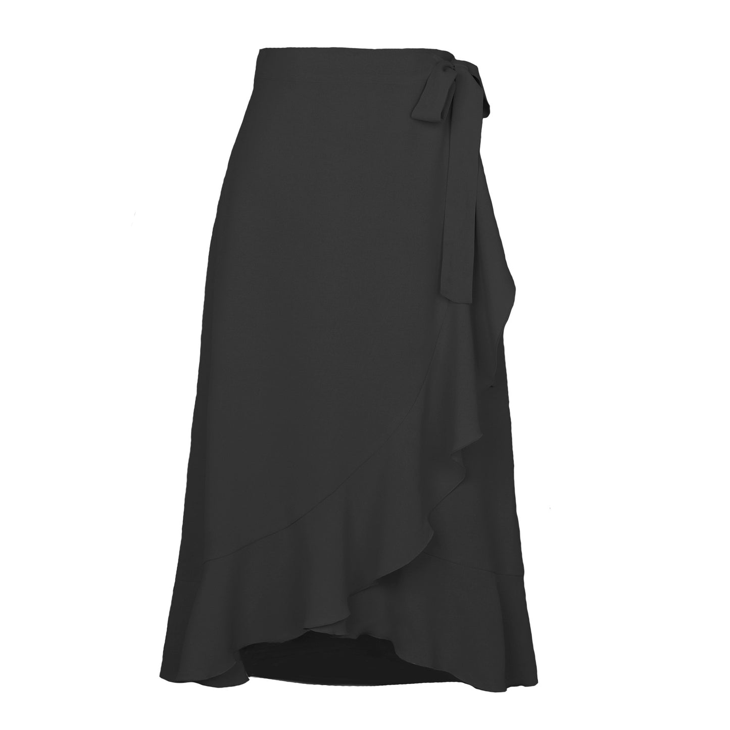 Jupe Élégante à Volants  Coupe Asymétrique & Tissu Uni Drapé