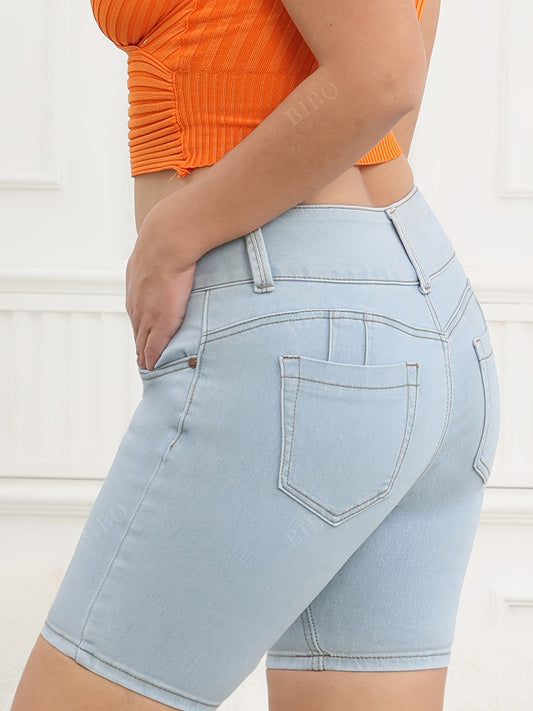 Short en Jean Bleu Classique Femme  Coupe Quatre Longueurs