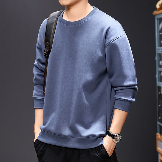 Sweat-shirt uni pour homme  Col rond, coupe ample et décontractée, manches longues, style polyvalent