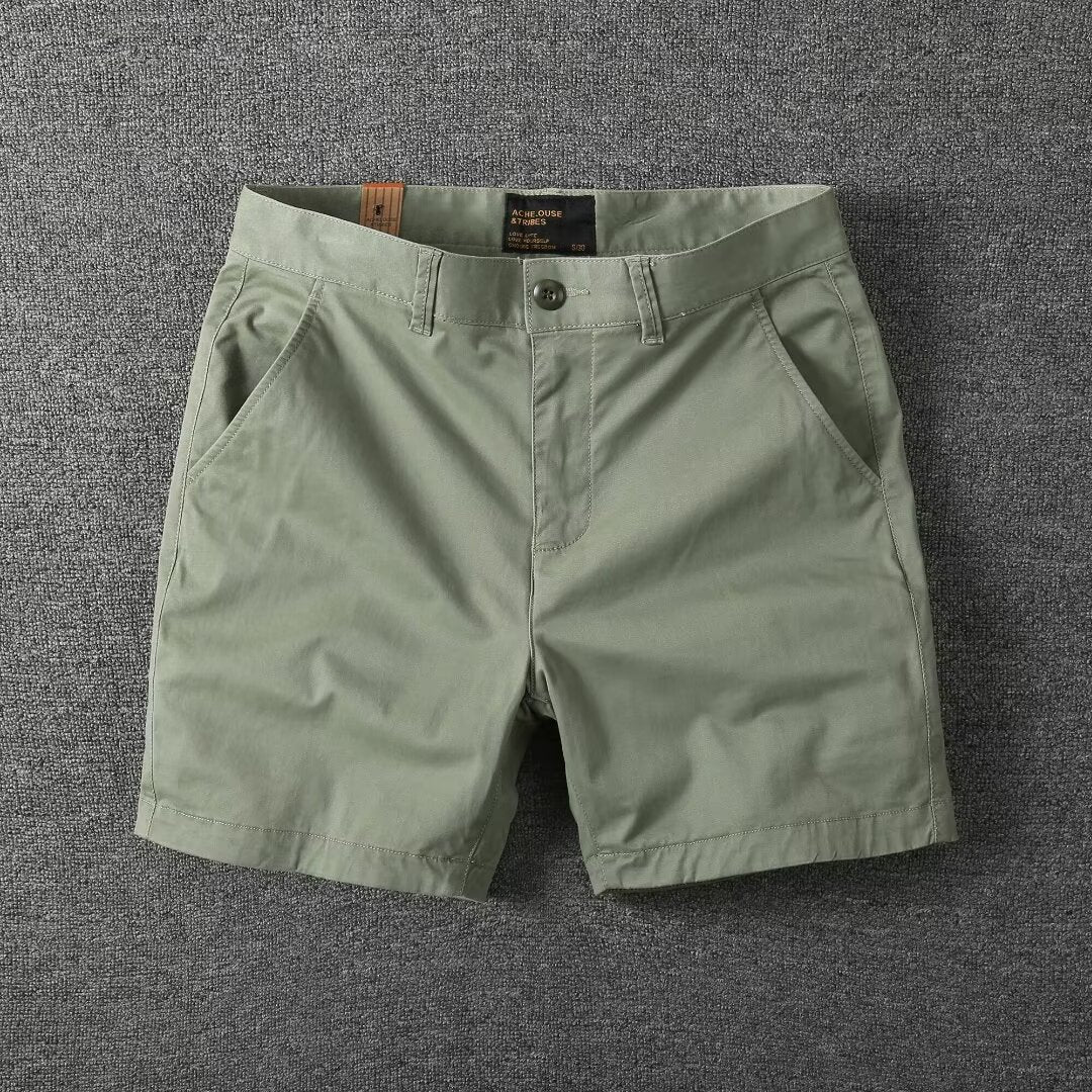 Short décontracté en coton lavé pour homme  Léger, coupe droite slim, avec légère élasticité, tendance et polyvalent