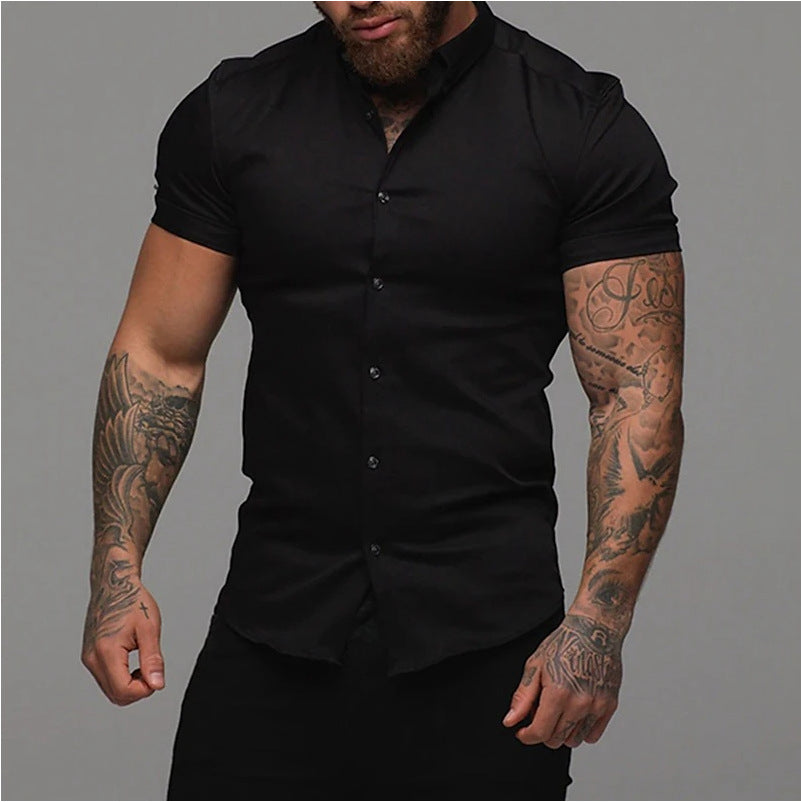 Chemise Homme Manches Courtes  Coupe Ajustée & Style Épuré