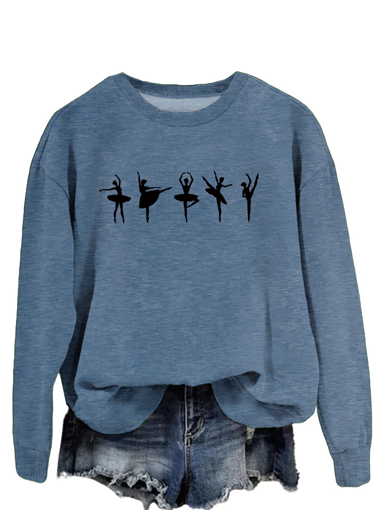 Sweatshirt automne-hiver pour femme  Style décontracté européen et américain, col rond, manches longues, coupe ample et confortable, parfait pour un look ballet casual
