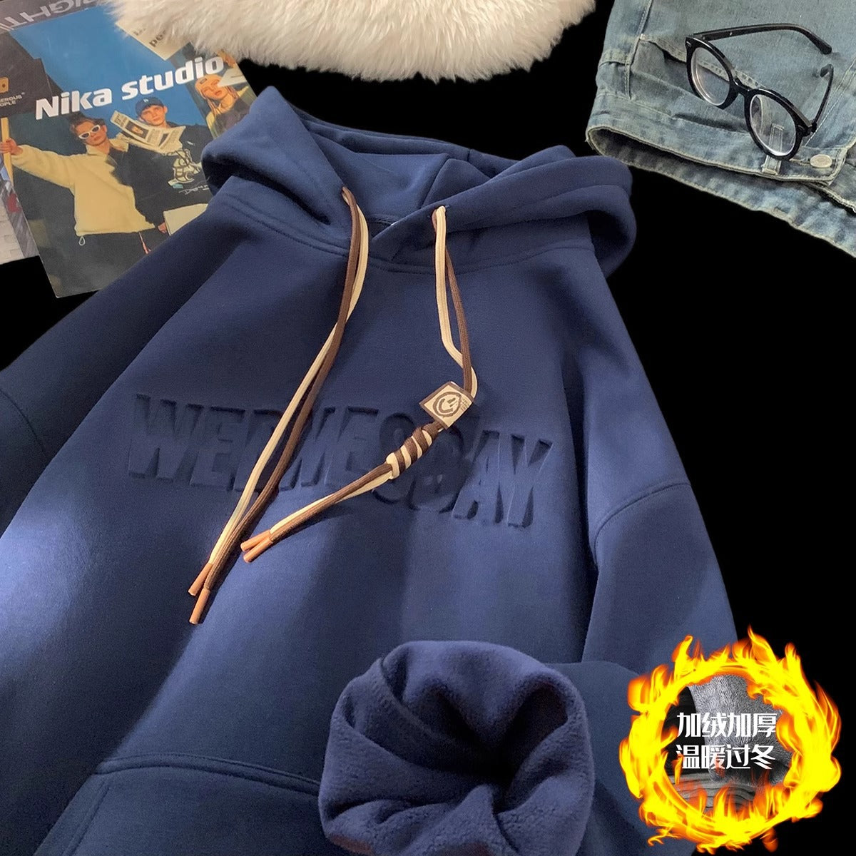 Sweat-shirt homme épais à capuche  style urbain, coupe confortable, pour printemps et automne