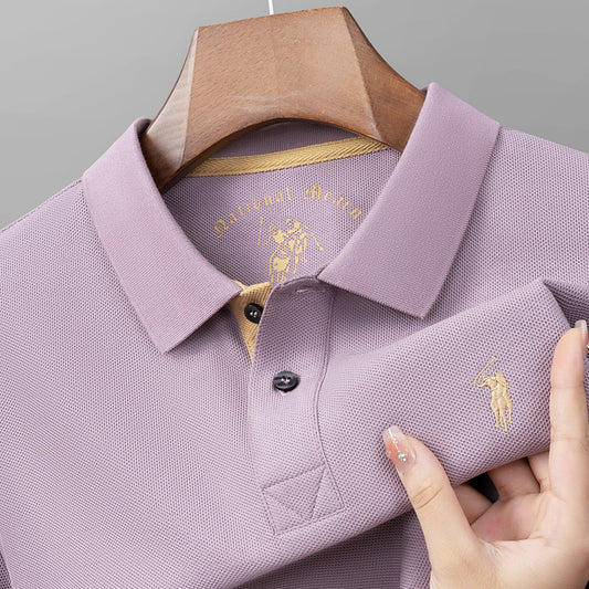 Polo homme en coton mercerisé  manches courtes, col à revers, qualité premium