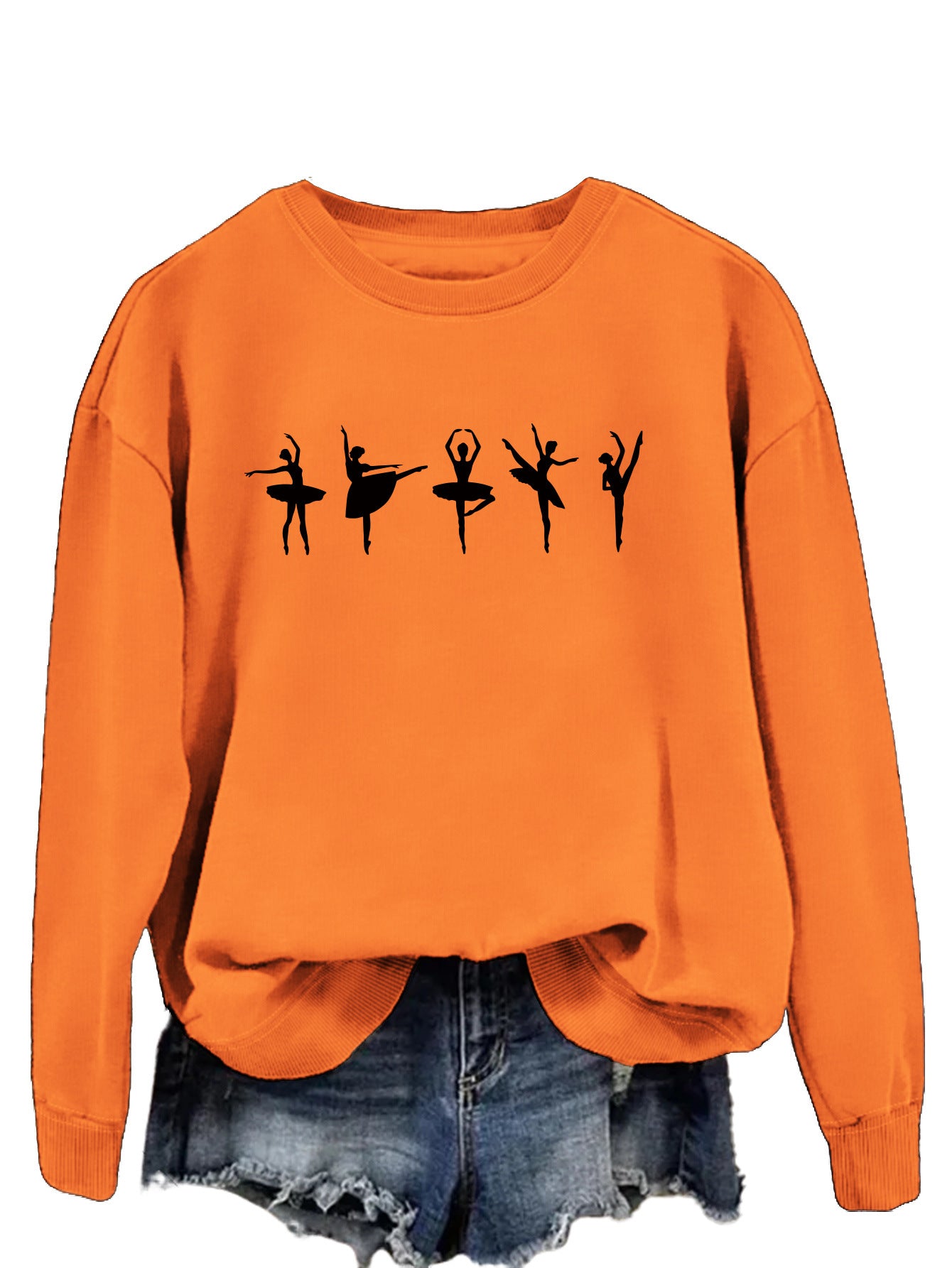 Sweatshirt automne-hiver pour femme  Style décontracté européen et américain, col rond, manches longues, coupe ample et confortable, parfait pour un look ballet casual