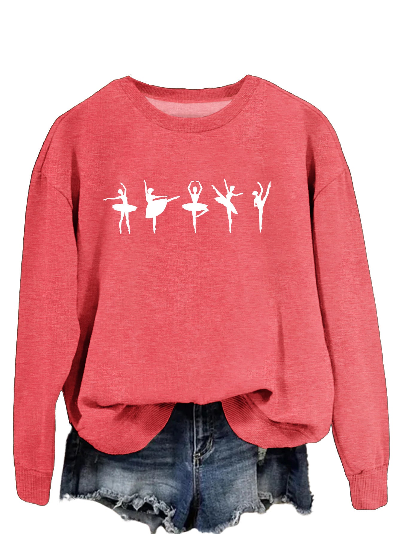 Sweatshirt automne-hiver pour femme  Style décontracté européen et américain, col rond, manches longues, coupe ample et confortable, parfait pour un look ballet casual