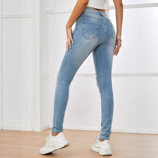 Jean Skinny Femme Taille Haute  Printemps