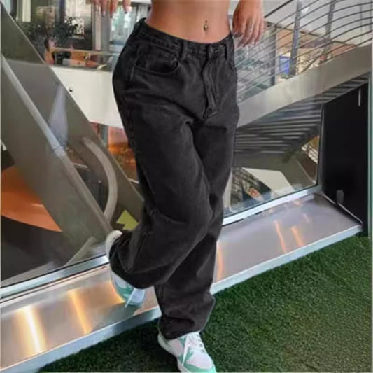 Jean Femme Coupe Ample Rétro  Style Décontracté Européen & Américain