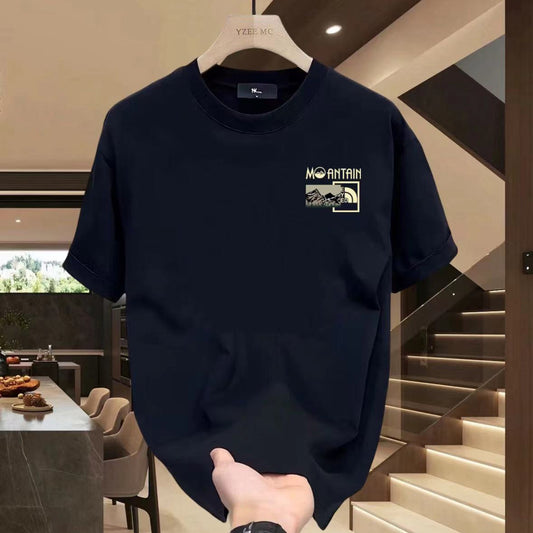 T-shirt homme en coton épais  manches courtes, col rond, coupe ample