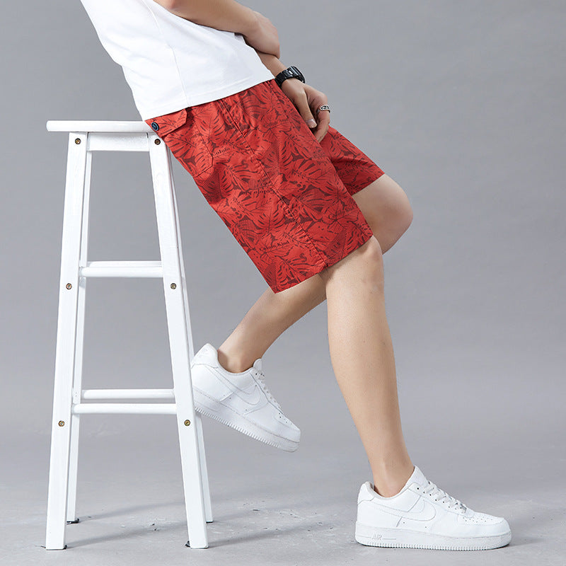 Short mi-long en coton pour homme  Style décontracté, coupe droite et ample, motif camouflage tendance