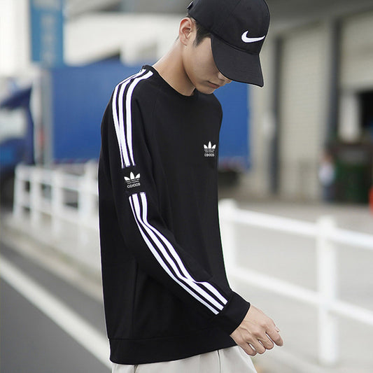 Sweatshirt Unisexe  Col Rond avec Broderie Trèfle & Trois Bandes