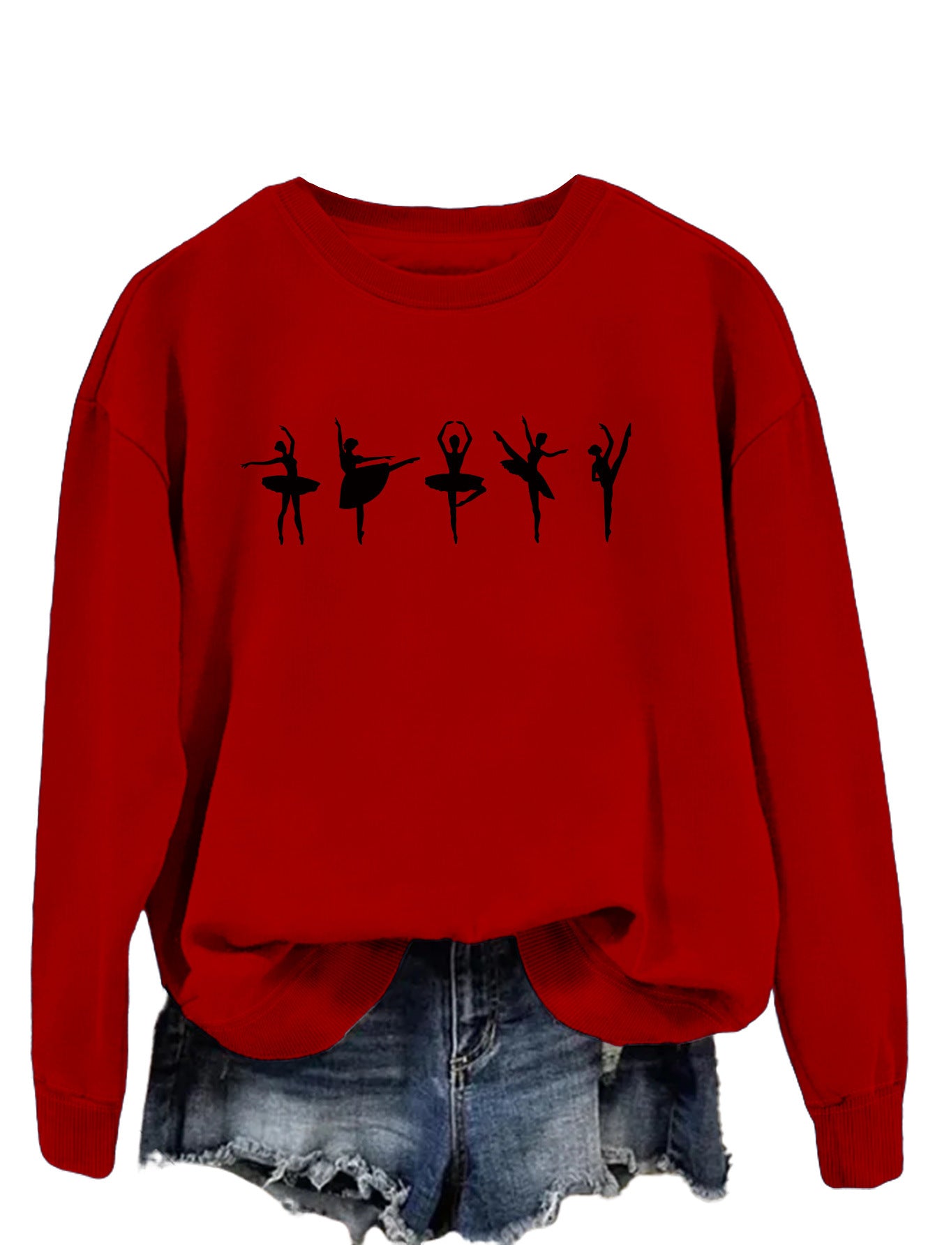 Sweatshirt automne-hiver pour femme  Style décontracté européen et américain, col rond, manches longues, coupe ample et confortable, parfait pour un look ballet casual