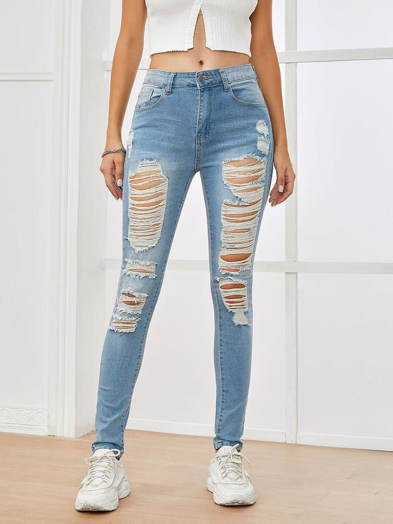 Jean Skinny Femme Taille Haute  Printemps