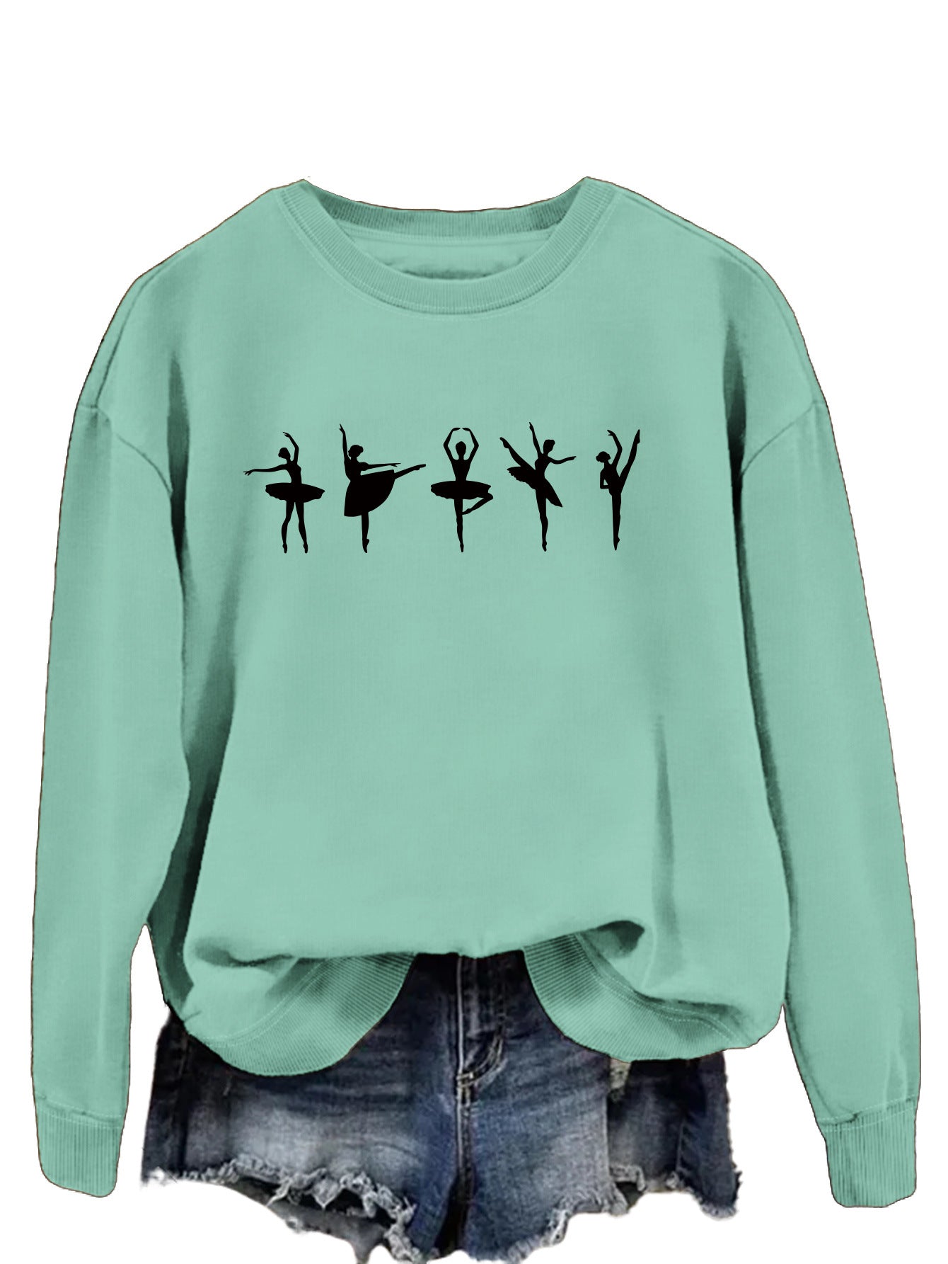 Sweatshirt automne-hiver pour femme  Style décontracté européen et américain, col rond, manches longues, coupe ample et confortable, parfait pour un look ballet casual