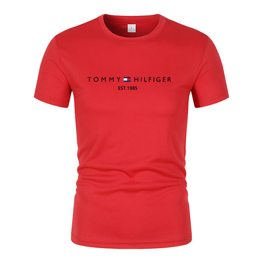 T-shirt homme en coton épais  manches courtes, imprimé tendance, coupe ample