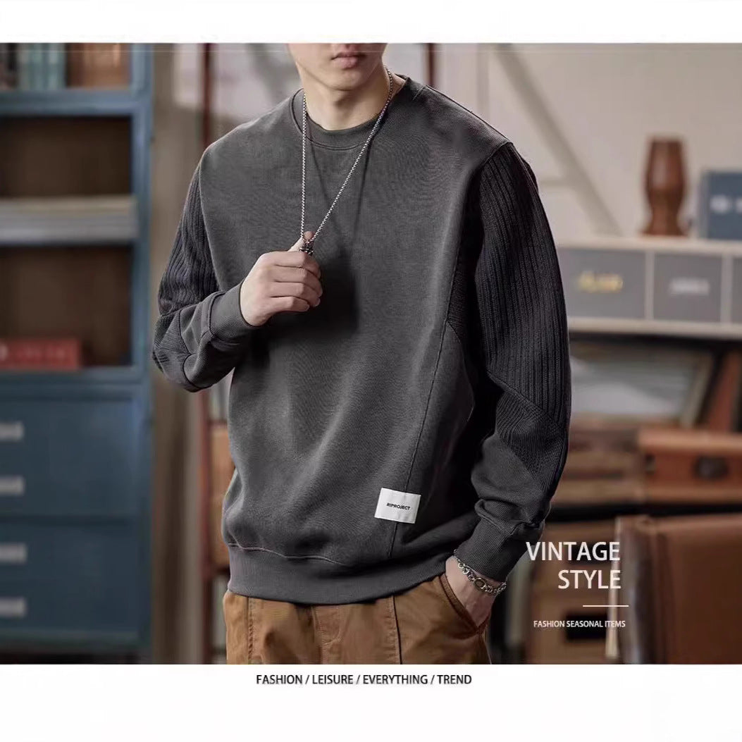 Sweat-shirt pour homme  Col rond, coupe ample, style décontracté et élégant, manches longues