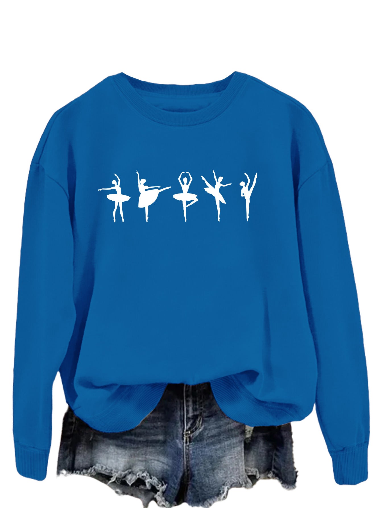 Sweatshirt automne-hiver pour femme  Style décontracté européen et américain, col rond, manches longues, coupe ample et confortable, parfait pour un look ballet casual